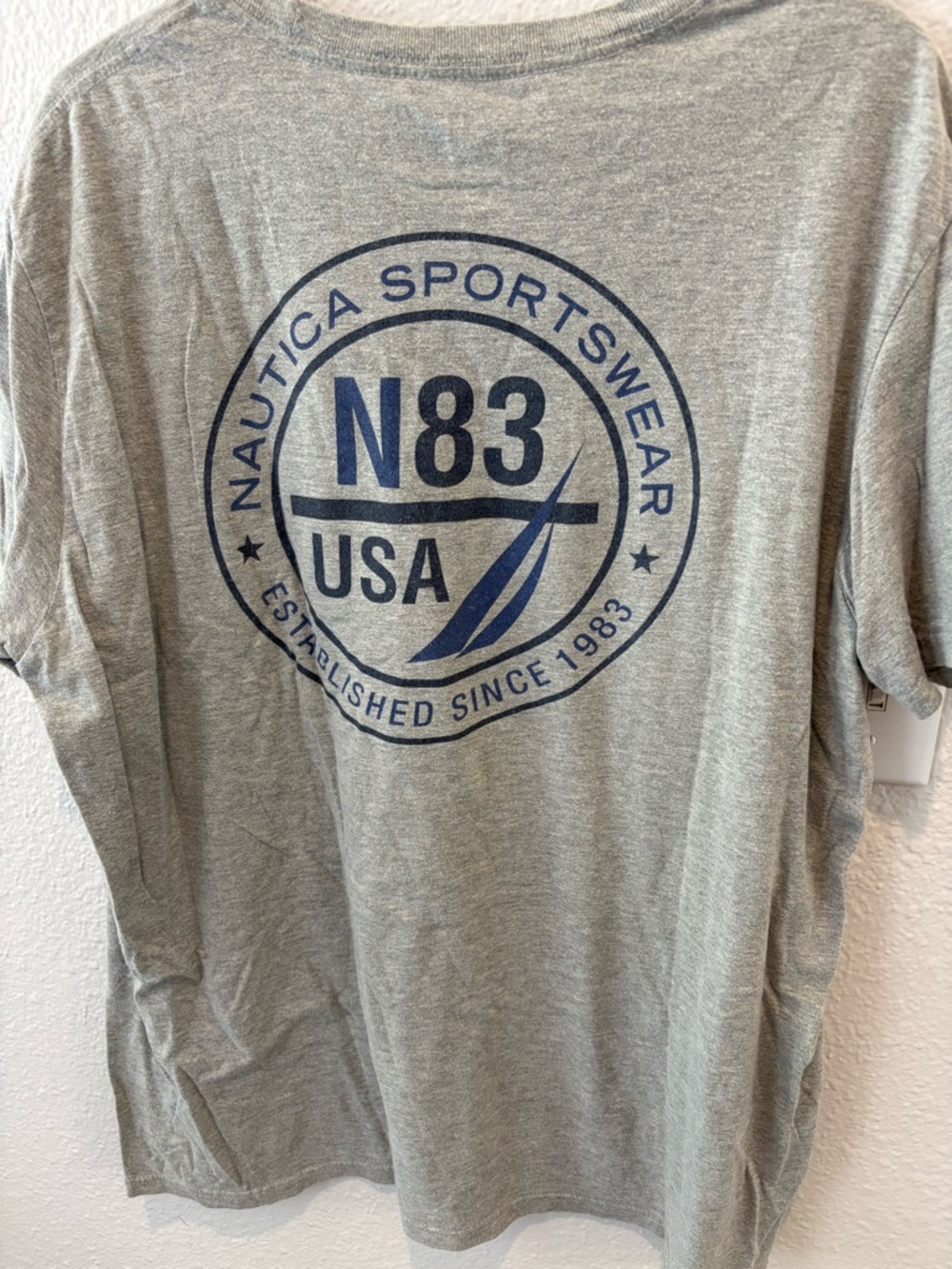 Nautica Light Gray Short Sleeve Pocket Tee with Logo - large